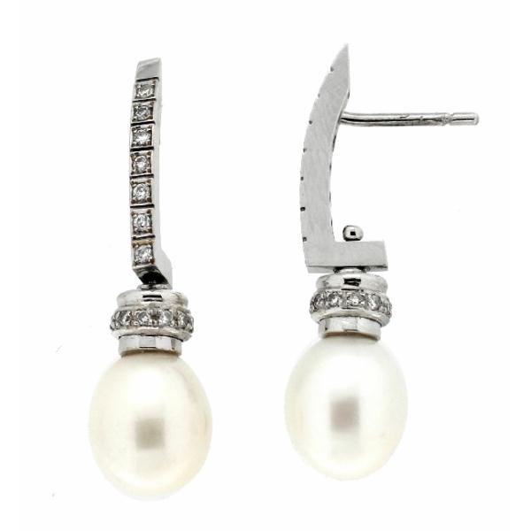 Pendientes Perla Diamantes